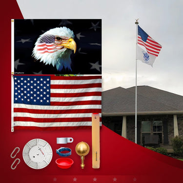 25' silver telescoping flagpole package from Atlantic Flag & Pole Inc. for July 4th celebrations